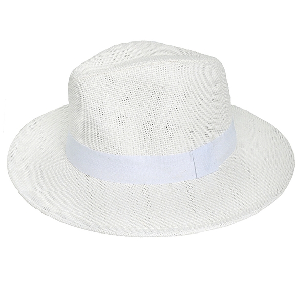 Fedora Classic White Vintage Style Panama Wide Brim Chic Summer Hat
